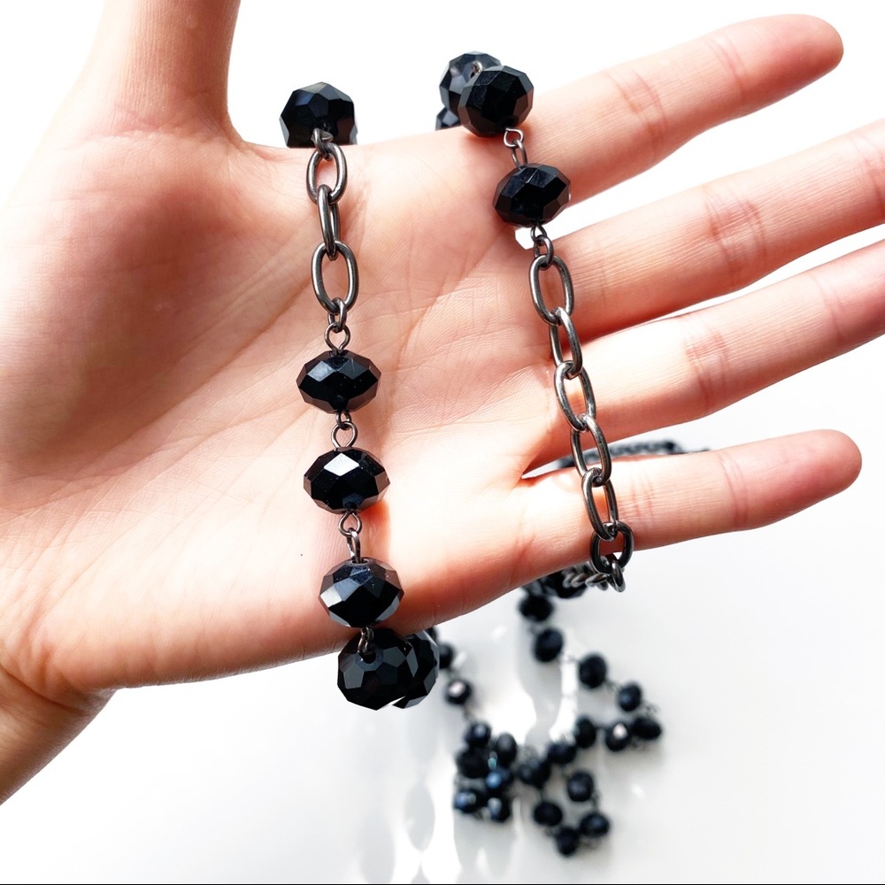 😊 4/$20 Black Gunmetal Beaded Chain Long Necklace